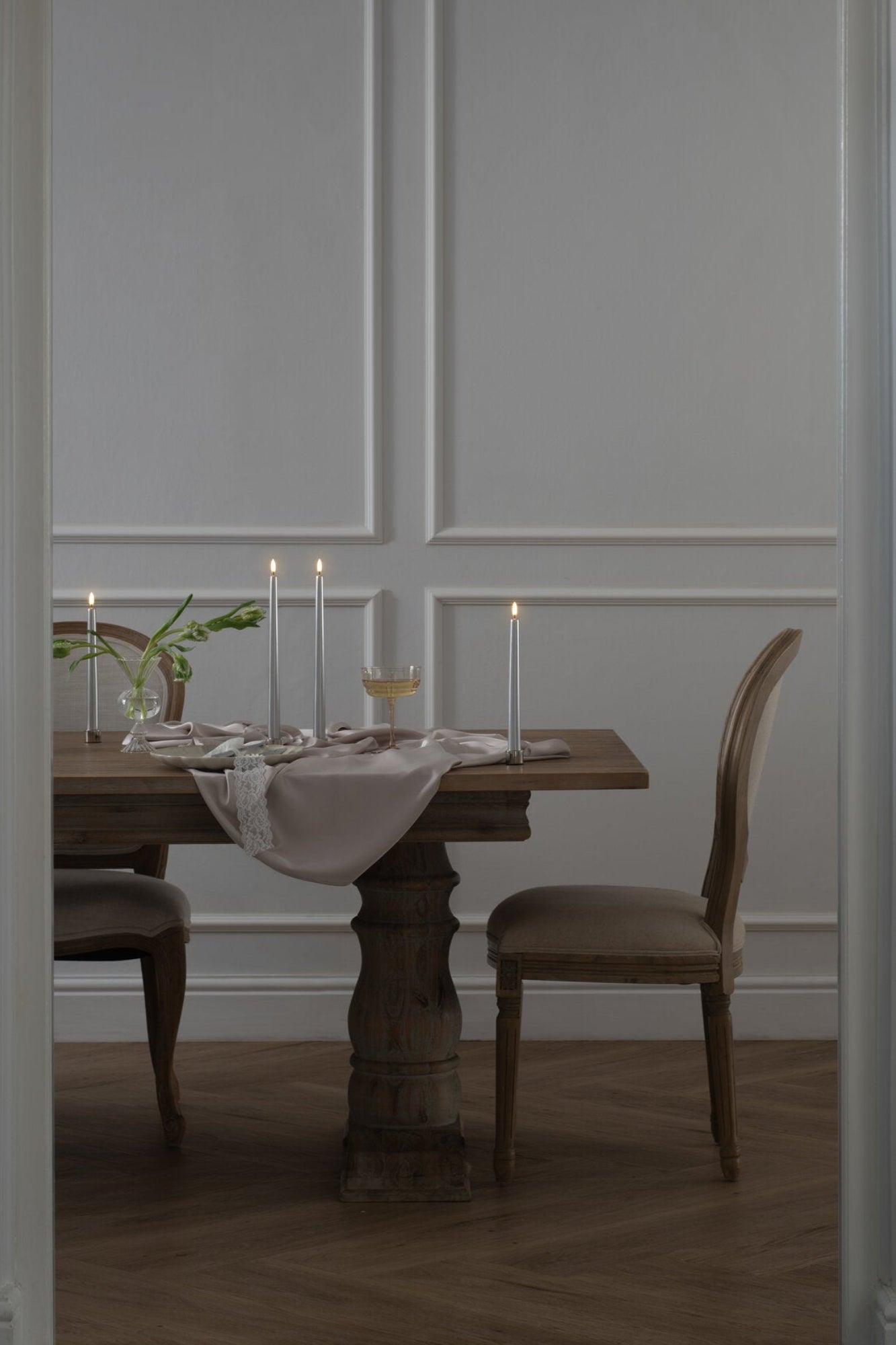 LED kronelys, sølvfarvet Smooth - 2 stk